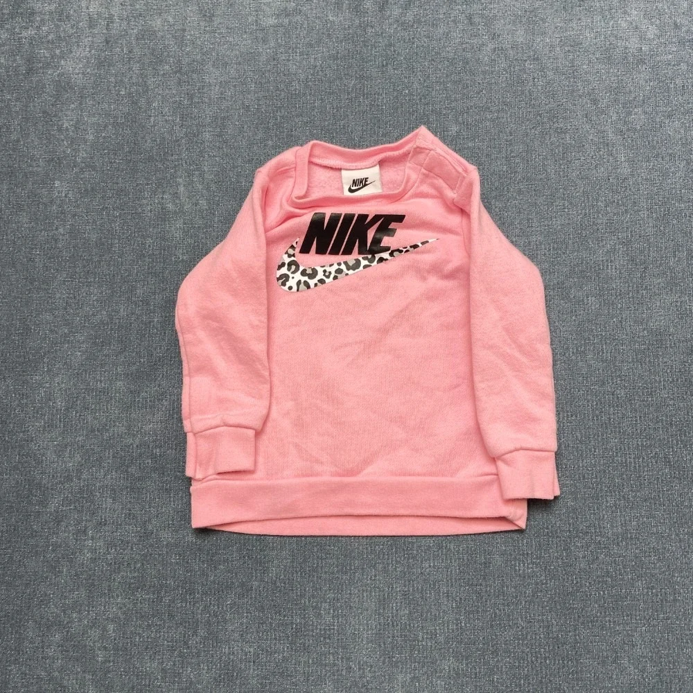 Nike Sweatshirt Toddlers 12M Pink Cotton Fleece Lined Ribbed Hem Swoosh Logo